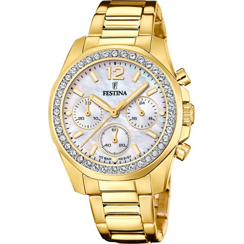 FESTINA Crystals Gold Stainless Steel Chronograph F20609/1