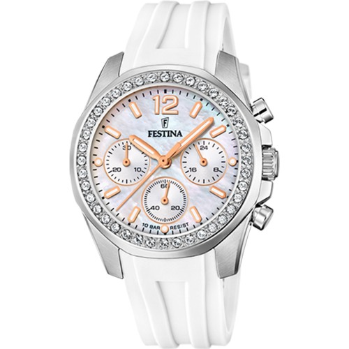 FESTINA Crystals White Rubber Chronograph F20610/1