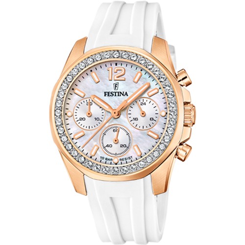 FESTINA Crystals White Rubber Chronograph F20611/1