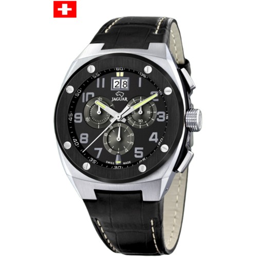 JAGUAR Black Leather Chronograph J620/D
