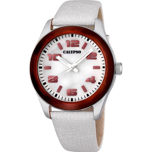 CALYPSO White Leather Strap 5653-1