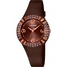 CALYPSO Crystals Brown Rubber Strap 5659-8