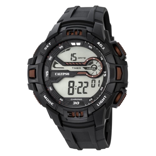 CALYPSO Digital Black Rubber Strap 5695-8