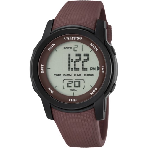 CALYPSO Digital Brown Rubber Strap 5698-5