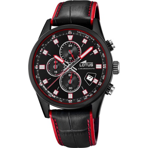 LOTUS Black Leather Chronograph L18589/4