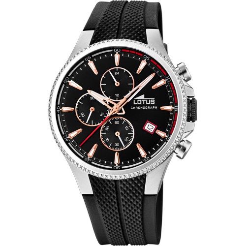 LOTUS Black Rubber Chronograph L18621/3